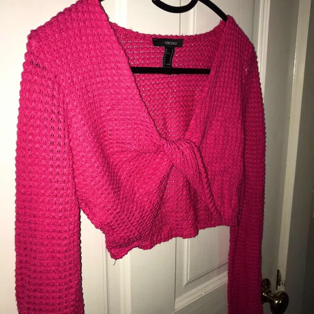 Hot pink cropped sweater